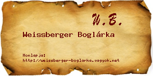 Weissberger Boglárka névjegykártya